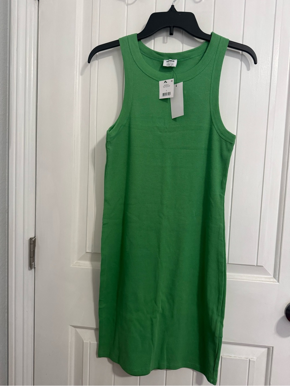 Cotton On Bright Green Ribbed Tank Dress